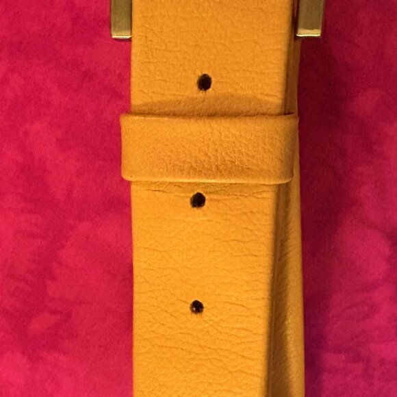 BeltMania STYLE F Sz 36 MUSTARD color Belt Genuine Leather Italy silver buckle main image 5